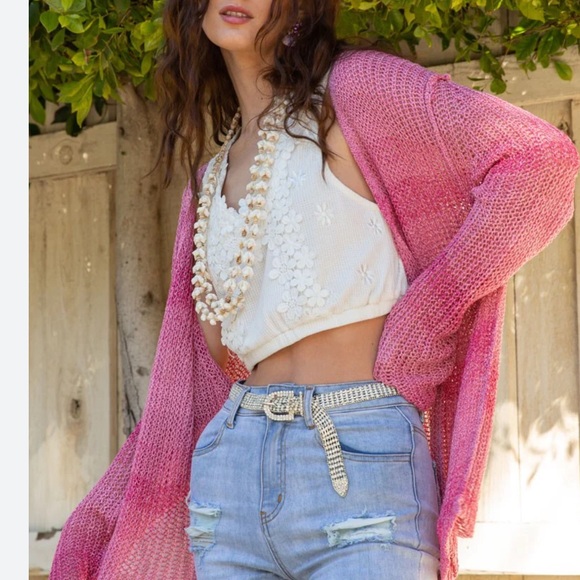 POL Sweaters - Pol pink drape front cardigan, L
